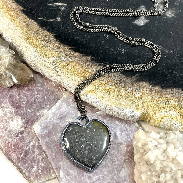 Black Sunstone Heart Necklace