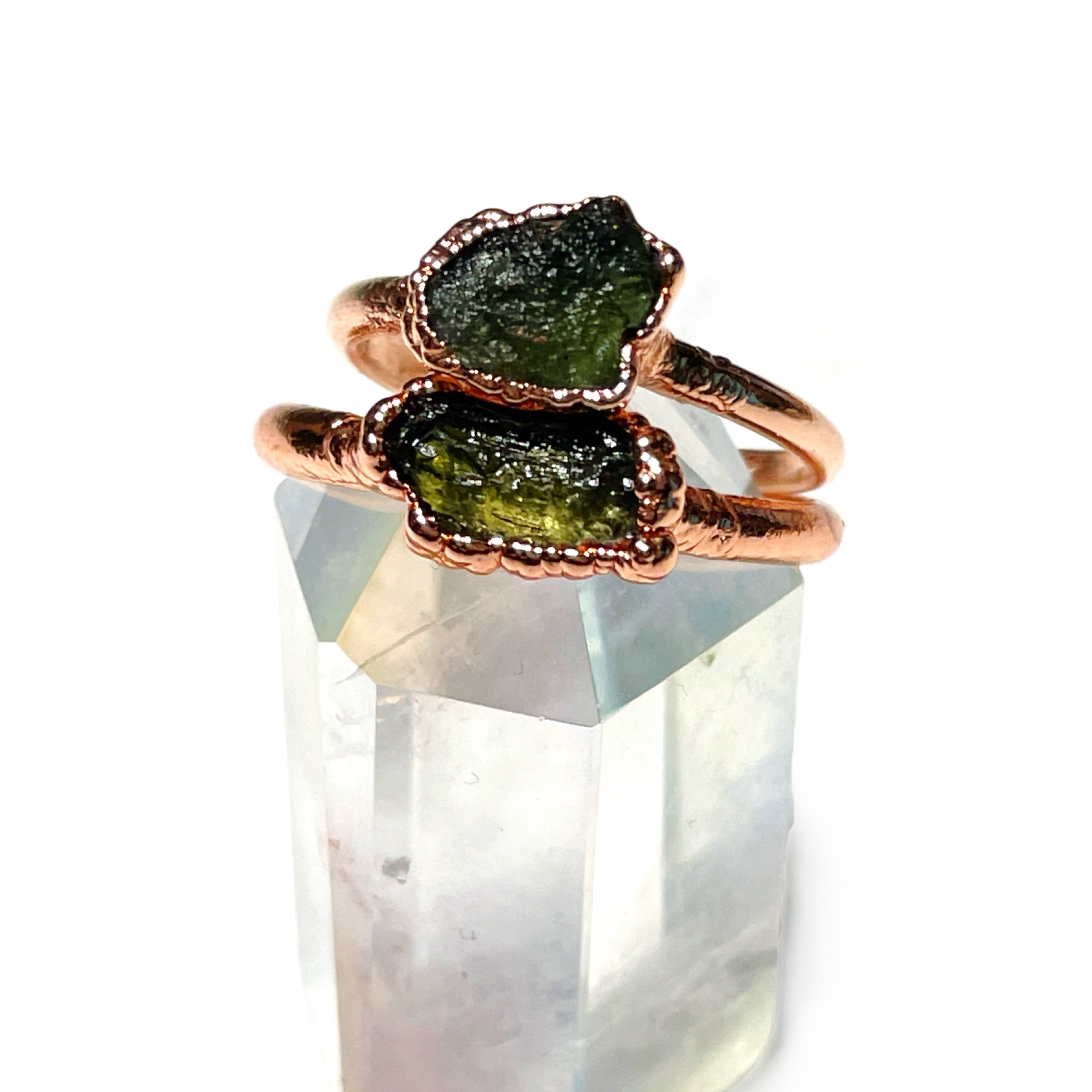 Raw hot sale moldavite ring